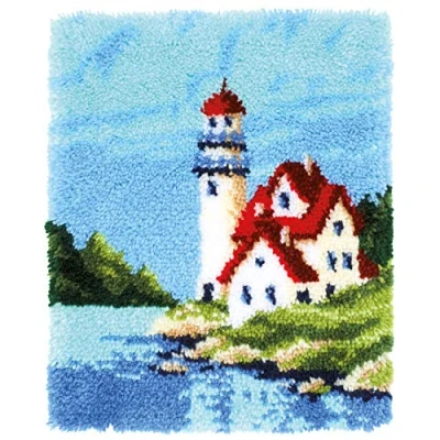 Obrázek Vervaco PN 0168737 Leuchtturm Knüpfpackung Teppich, Baumwolle, mehrfarbig, ca. 43 x 54 cm / 17,2&quot; 21,6&quot;