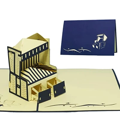 Obrázek LIN POPUP® Pop Up přání plážový koš 3D narozeninové pro Severní moře, dovolenou v Baltském moři, jako na rozloučenou nebo poukázku cestu k N106