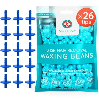 Obrázek Medi Grade Voskové perly a náhradní hroty pro sadu vosků ekologický vosk, balení nehezké, svědivé nosní chloupky 50 g perel 26 hrotů