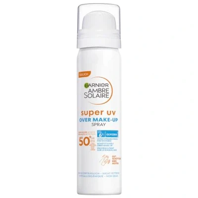 Obrázek Garnier Super UV Over Make up Spray s LSF 50+, ochrana obličeje proti záření a vnějším vlivům prostředí, hydratační kyselinou hyaluronovou, Ambre Solaire, 1 x 75 ml