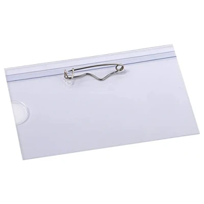 Obrázek EUROPEL Kunststoff Namensschilder mit Ansteck Nadel 24 Stück 90 x 60 mm Ausweishüllen &amp; Namensschild Halter Blanko Einsteckschildern, farblos, 121264