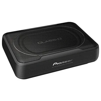 Obrázek Pioneer TS WX130EA aktivní subwoofer, kompaktní 20 cm subwoofer třídy D (160 W), montáž pod sedadlo nebo v kufru, hliníkový kryt, černý, 280 x 200 70