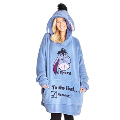 Obrázek Disney oversize svetr dámský, lilo a stitch hebký s kapucí dámy teenagery dárky pro ženy, Modrá Eeyore