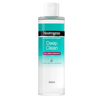 Obrázek Neutrogena Deep Clean 3 v 1 micelární voda (400 ml), neparfémované čištění obličeje bez alkoholu, jemný odstraňovač make upu tření, vhodný pro všechny typy pleti