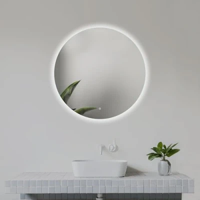 Obrázek Home Glow Venti 50cm kulaté koupelnové zrcadlo s LED osvětlením, dotykovým spínačem, přírodně bílým podsvícením světlem.