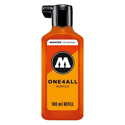 Obrázek Molotow ONE4ALL Refill akryl, barva 085 dare oranžová 180 ml, doplňovací inkoust pro permanentní popisovač