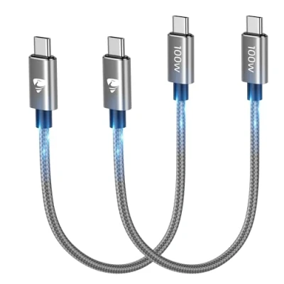 Obrázek Nabíjecí kabel USB C na [2 kusy 30 cm] 100 W/5A krátký rychlonabíjecí Pro iPhone 16 15 Max, Samsung S24 S23 S22, iPad Pro, MacBook Pro/Air,