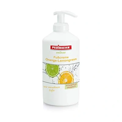 Obrázek Krém na nohy pomerančová citronová tráva 500 ml s dávkovačem pomerančového oleje a citronové trávy PediBaehr,