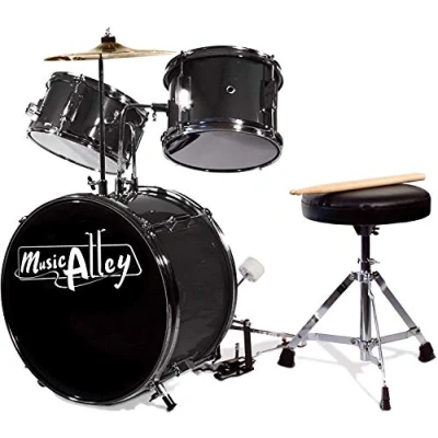 Obrázek Music Alley Junior Drum Kit for Kids with Kick Pedal, Stool &amp; Sticks Black