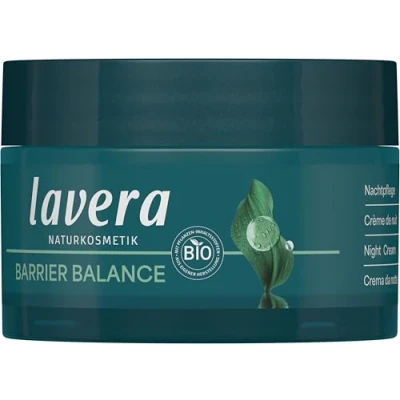 Obrázek lavera Barrier Balance noční péče krém bez alkoholu parfému regenerace pokožky posiluje kožní bariéru prebiotika veganský přírodní kosmetika 50 ml