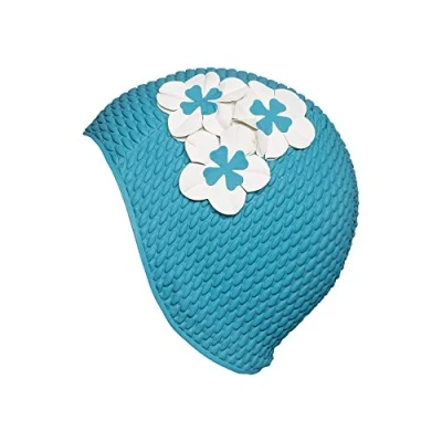 Obrázek Fashy Dámská koupací čepice Luftfyldt gummihætte med blomster, aqua, jednotná velikost EU