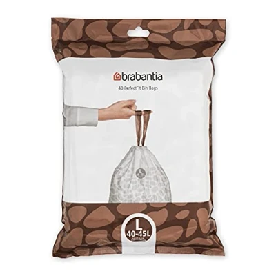 Obrázek Brabantia pytle na odpadky PerfectFit balení dávkovače (kód l 40 / 45 l) Extra silné se stahovací páskou (40 sáčků odpadky)