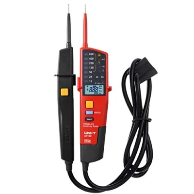Obrázek tester napětí a zkoušečka průchodnosti, UNI T UT18C multifunkční vodotěsný digitální voltmetr, 12V 690V AC/DC automatický dosah LCD displeje