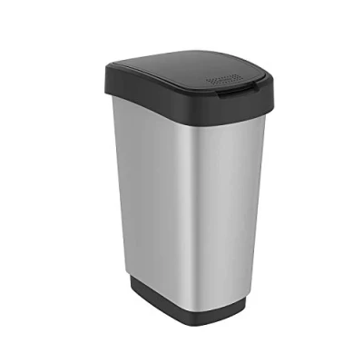 Obrázek Rotho Twist Mülleimer 25l mit Deckel, Kunststoff, silber