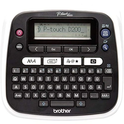 Obrázek Brother PT D200BW popisovací přístroj (pro 3,5 až 12 mm široké pásky TZe, 20 mm/s, rychlost tisku), PTD200BWZG1, černý