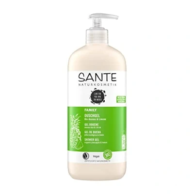 Obrázek SANTE Naturkosmetik Osvěžující sprchový gel s citrusovou vůní, hydratační péče o sprchovou péči pro vláčnou pokožku v rodinné velikosti, bio ananasem a limetkou, rodinou, 1 x 950 ml