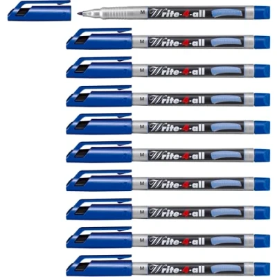 Obrázek Permanentní popisovač STABILO Write 4 all medium balení 10 ks modrá