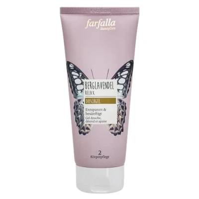 Obrázek farfalla Berglavendel Relax sprchový gel 200 ml relaxační a uklidňující levandulový éterický olej jemný čisticí 100% certifikovaná přírodní kosmetika