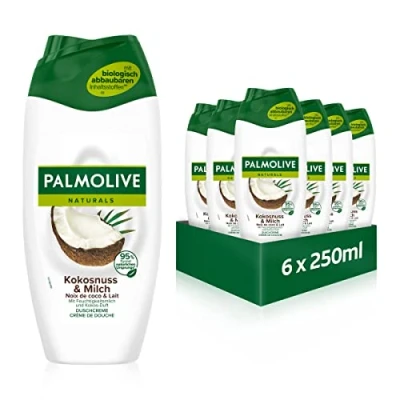 Obrázek Palmolive sprchový gel Naturals Kokosový a mléko 6 x 250 ml krémový s hydratovaným mlékem kokosovou vůní