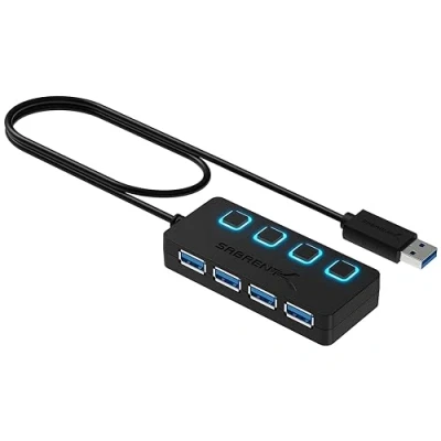 Obrázek Sabrent HUB napajeci adapter 4 portovy USB 3.0 s LED diodami