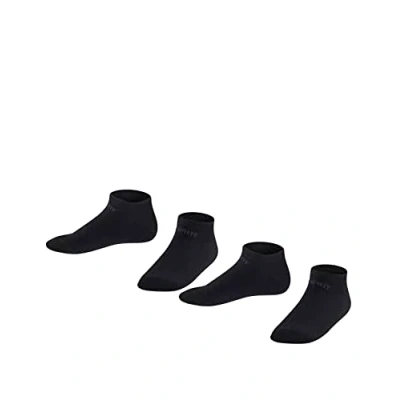 Obrázek ESPRIT Unisex Dětské Foot Logo 2 kusy ponožek do tenisek prodyšná udržitelná biologická bavlna zesílená krátká odolnost, protiskluzové, plochý šev jednobarevný multipack páry, černá (Black 3000)