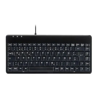 Obrázek Perixx PERIBOARD 409 U Mini USB klávesnice s kabelem malý praktický formát kabel 1,80 m klavírní lak qwertz německé rozložení