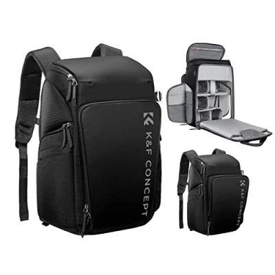 Obrázek K&amp;F Concept batoh na kameru, fotoruck vak pro fotografy, fotoaparát s 16palcovou přihrádkou laptop, kompatibilní Canon/Nikon/Sony/DJI Mavic Drone (batoh Alpha 25L), černý