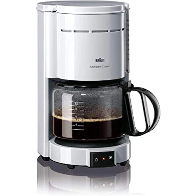 Obrázek kávovar Braun KF 47 WH na překapávanou kávu se skleněnou konvicí pro klasickou kávu, aromatická káva díky systému OptiBrew, zastavení kapání, automatické vypnutí, bílý