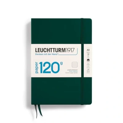 Obrázek LEUCHTTURM1917 370342 Poznámkový blok Medium (A5) 120 g/m² Paper Edition, Hardcover, 203 očíslovaných stran, Forest Green, linkovaný