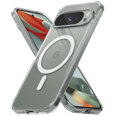 Obrázek Ringke Fusion magnetické pouzdro kompatibilní s Google Pixel 9 pro / 9, dlouhodobá průhlednost odolné proti poškrábání nárazu tvrdá záda průhledné na mobil nabíjení