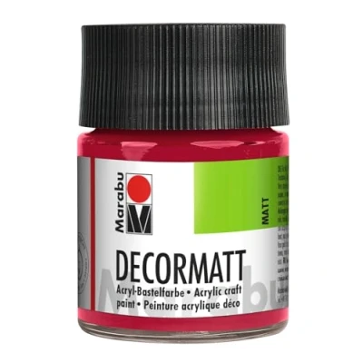 Obrázek Marabu 14010005032 Decormat akryl karmínově červená 032, 50 ml, sametově matná akrylová barva na vodní bázi, krémová a intenzivní barva, odolná vůči slinám, proti povětrnostním vlivům, pro