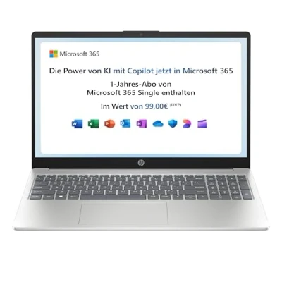 Obrázek HP Notebook 15,6&quot; FHD displej procesor Intel N100 4 GB DDR4 RAM 128 UFS UHD Graphics Windows 11 Home v režimu S QWERTZ Natural Silver