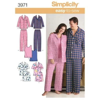 Obrázek Simplicity Snadné šití, vhodná pyžama pro dámy a pány, velikosti XL XXL