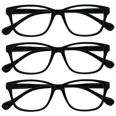 Obrázek UV Reader Černá snadno komfortní brýle na čtení 3dílné balení Designer styl pánské Ženy s pouzdrem UVR3PK026, , černá,