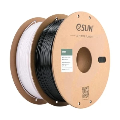 Obrázek eSUN PETG Filament 1,75 mm, vlákno pro 3D tiskárny, measurement Accuracy +/ 0,03 1 kg na cívku, 2 cívky struna jednobarevná černá+jednobarevná bílá