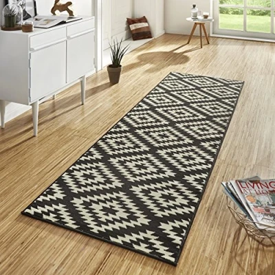 Obrázek Hanse Home koberec běhoun Nordic 80 x 500 cm měkký s krátkým vlasem, moderní kosočtvercový design, na chodbu, ložnici, dětský pokoj, koupelnu, obývací kuchyň, dekorační