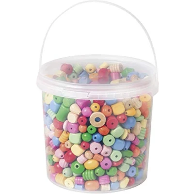 Obrázek Dřevěné perly Knorr prandell 216039902 v kbelíku 2,5 l, pastelové, hedvábně matné pastelové a