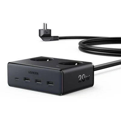Obrázek UGREEN Nexode 6 v 1 vícenásobná zásuvka s USB, zásuvková lišta přepěťová ochrana, 3680 W, max. zástrčka prodlužovacím kabelem 1,5 m, kompatibilní iPhone 14/15/16 Pro, iPad Pro/Mini