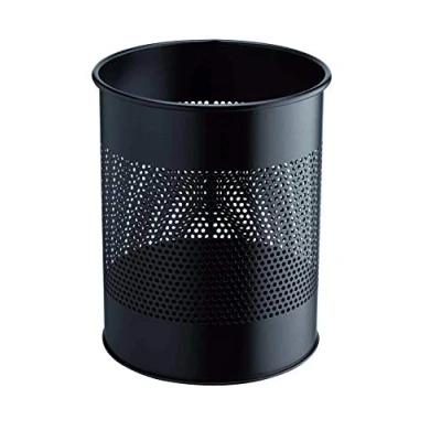 Obrázek Durable Koš na papír kov kulatý 15 litrů, perforace 165 mm, černý, 331001