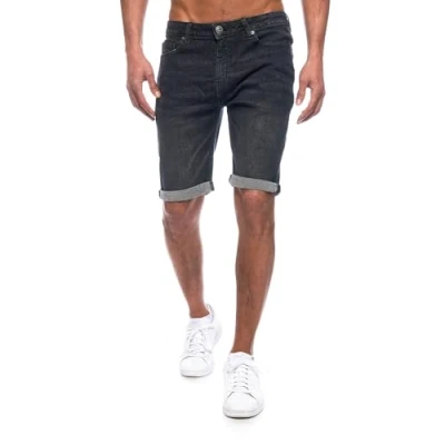Obrázek JEEL pánské krátké kalhoty Slim Fit džínové šortky styl s 5 kapsami strečové pro muže Basic Washed, 6 černá