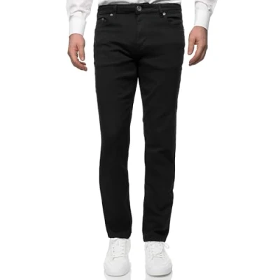 Obrázek JEEL Pánské džíny Regular Fit Straight Cut Stretch Džínové kalhoty Basic Washed, 07 černá