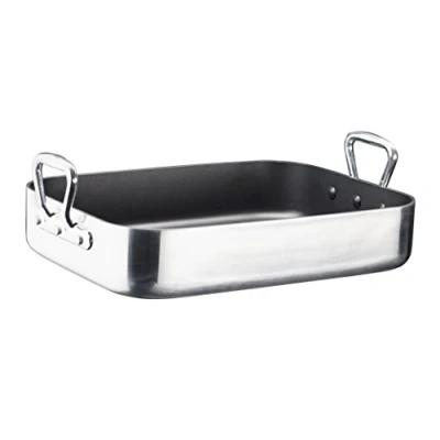 Obrázek GSW 860949 Gastro Tradiční Alutherm pro Pekáč s vysoce Stand konce držadly 35 X 27 cm/cca 6,5 litrů, hliník, stříbrná/černá, 40 27,5 13,3 cm