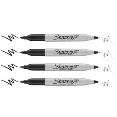 Obrázek Sharpie Permanentmarker mit Doppelspitze, feine und ultrafeine Spitze, Schwarz, 4 Stück in einer Plastiktüte