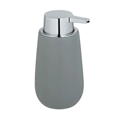 Obrázek WENKO dávkovač mýdla Mod. Badi, doplňovací tekutého z kvalitní keramiky s matným povrchem, hlava čerpadla robustního plastu, objem 320 ml, 9,5 x 16 8 cm, šedý