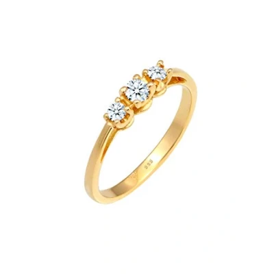 Obrázek Elli DIAMONDS prsten dámský zasnoubení ušlechtilé Trio s diamantem (0,22 ct.) ze žlutého zlata 585, Fazetový brus, Diamant
