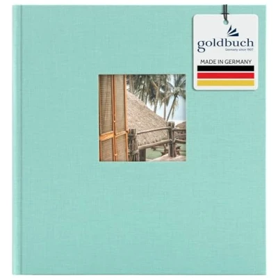 Obrázek goldbuch 27507 Fotoalbum s okénkem, Bella Vista Trend, upomínkové album 30 x 31 cm, foto 60 bílých stran oddělovacími listy z pergamenu, fotokniha lnu, Aqua