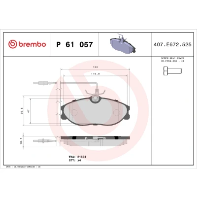 Obrázek Brembo P61057 přední brzdové destičky, počet 4