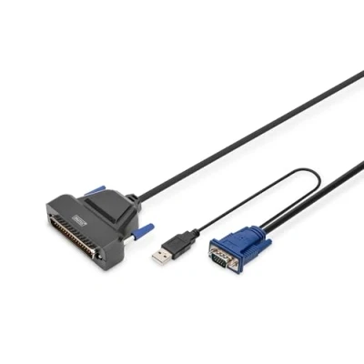Obrázek DIGITUS 1 Port KVM modul pro konzole (VGA, USB, PS/2), černý