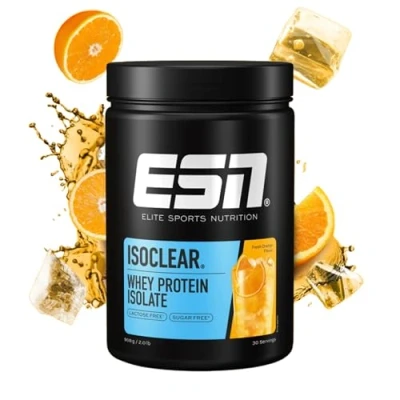 Obrázek ESN ISOCLEAR Whey Isolate Protein prášek, Fresh Orange, 908 g, proteinové limo s ovocně chutnou chutí, clear Whey, testovaná kvalita made in Germany