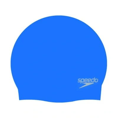 Obrázek Speedo Unisex Plain Moulded Silicone Cap plavecká čepice pro dospělé, neonová modrá, jednotná velikost